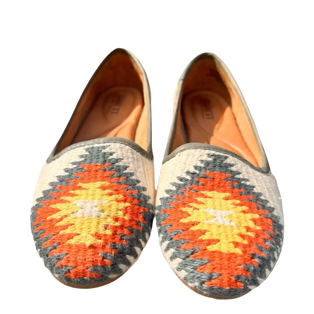 Born Woven Aztec-Pattern Slip-On Flats - Orange & Yellow - Picture 1 of 5